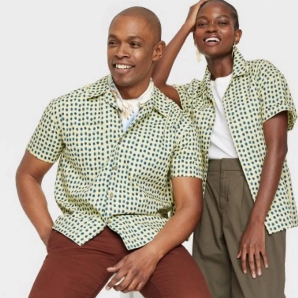 Black History Month Adult House of Aama Short Sleeve Button-Down Shirt - Green